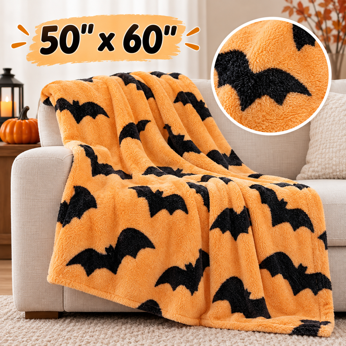 Halloween Bat Throw Blanket