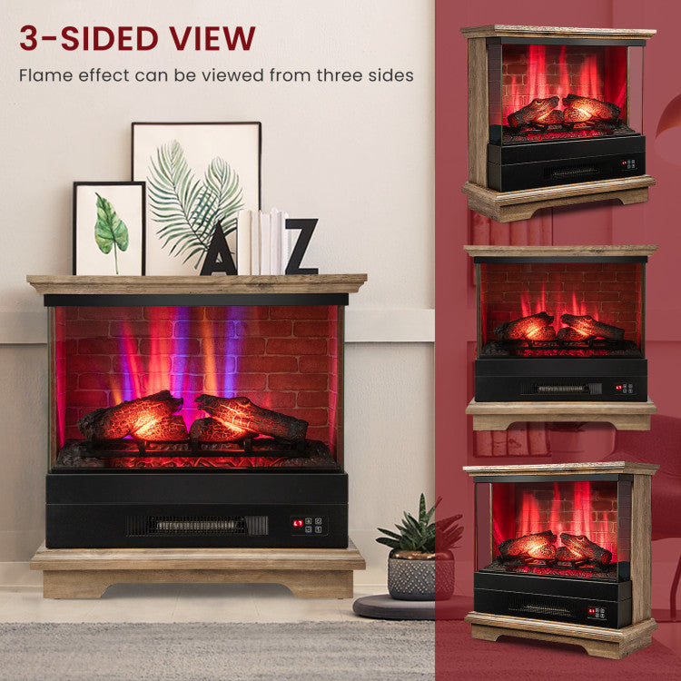 27 Inch Freestanding Fireplace with Remote Control