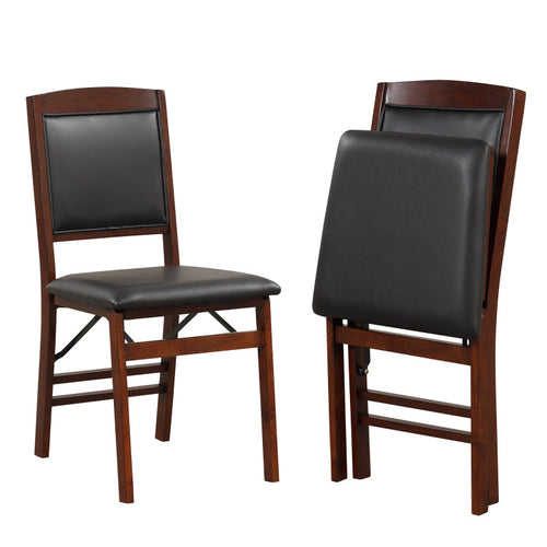 Set of 2 Folding Dining Chairs with Padded Seat and High Backrest