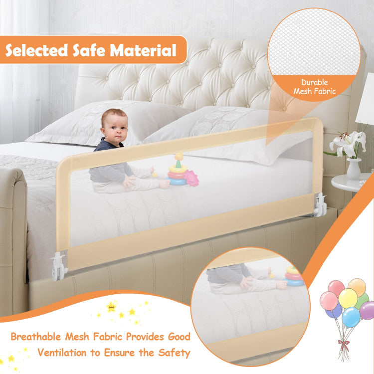 59 Inch Folding Breathable Baby Bed Rail Guard with Safety Strap