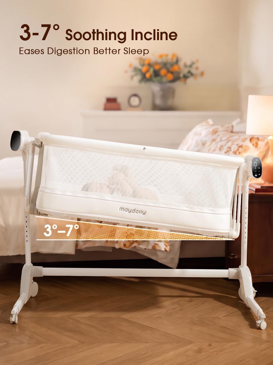 Used - Smart Baby Bassinet, Automatic Rocking Bassinet for Baby, White