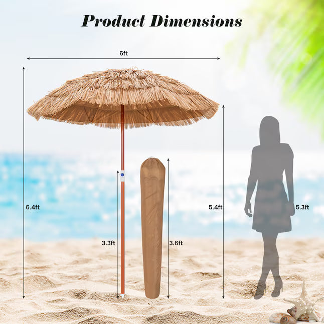 6-ft Natural Beach Umbrella