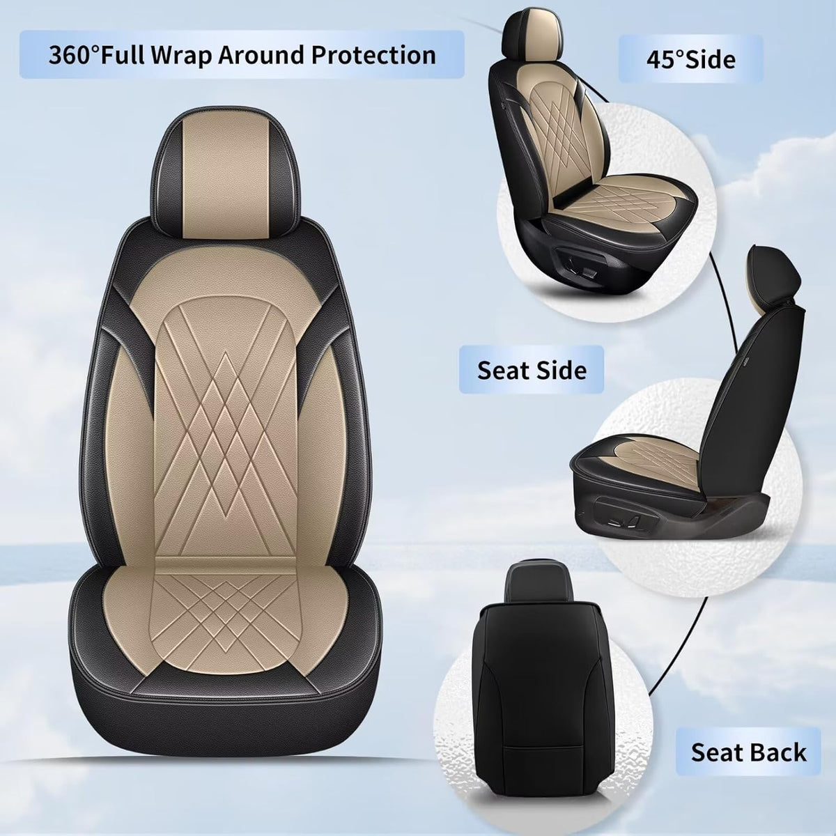 YORKNEIC 2 Pcs Front Car Seat Cover for Ford Edge 2007-2023 2024 2025 Yorkneic