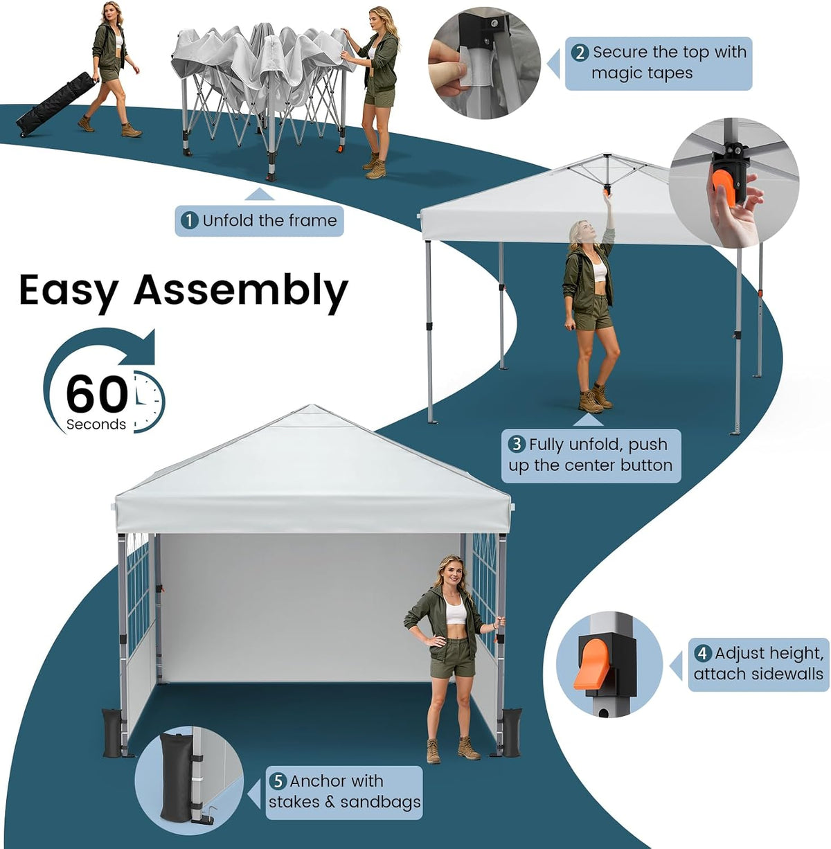 Used - 10x10ft Pop Up Canopy Tent with Sidewalls for Events, Parties