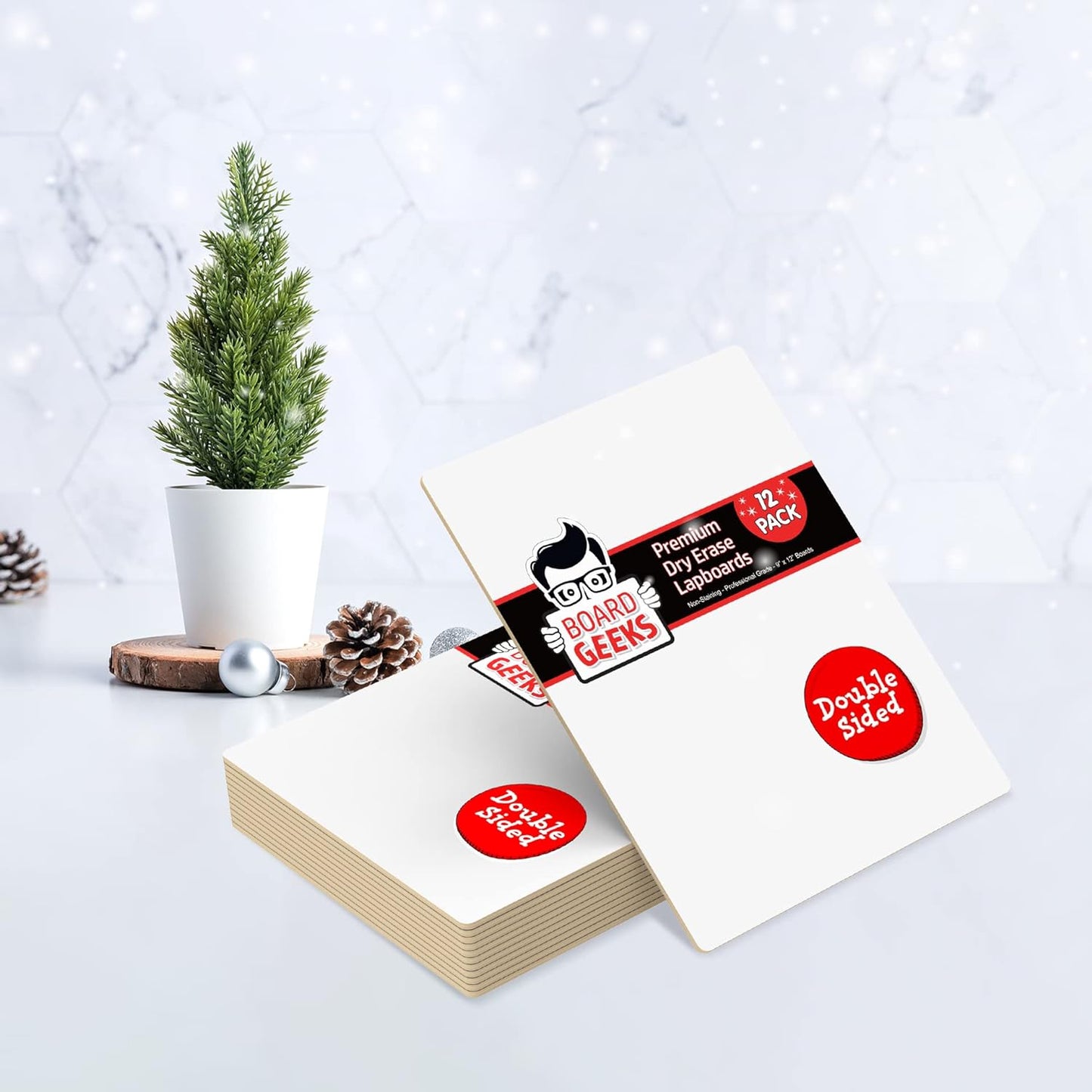 a christmas card with a christmas tree in a pot