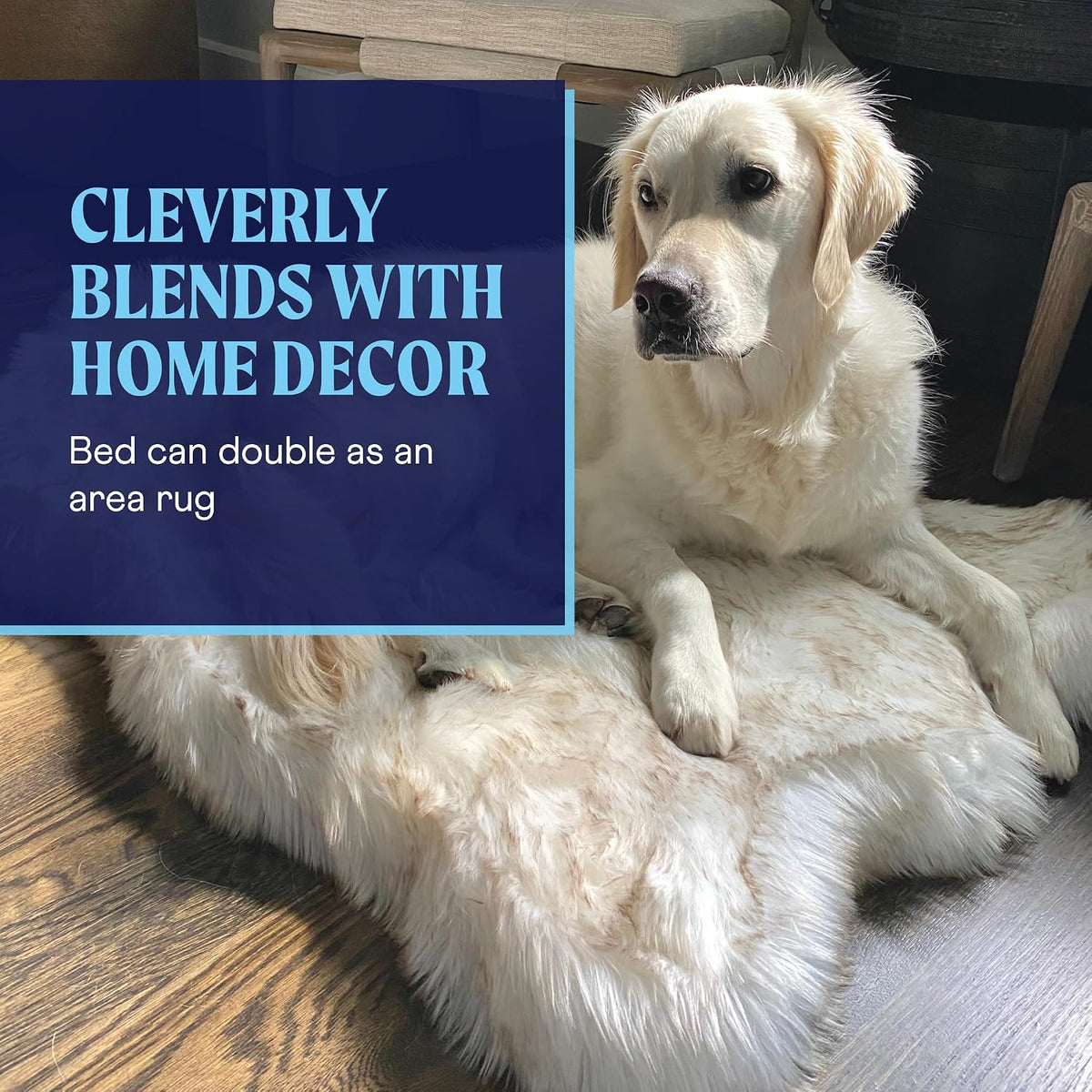 PupRug Memory Foam Dog Bed, White/Brown, 50x30