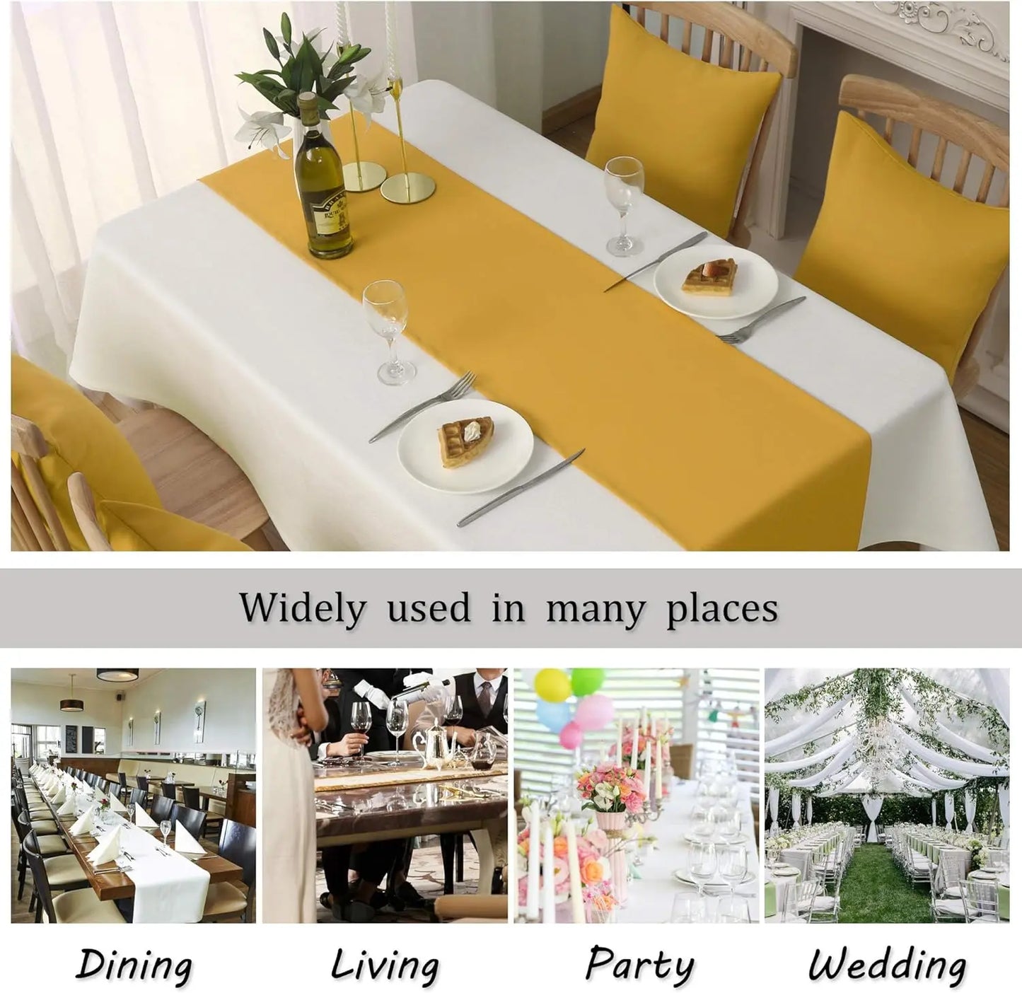 DUALIFE Table Runner Yellow Vivid Fall Yellow - 14" x 108" 1 Piece Dualife