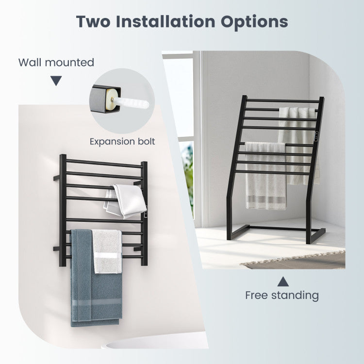 8 Bars Freestanding Wall Mounted Towel Warmer Rack with LED Display Costway