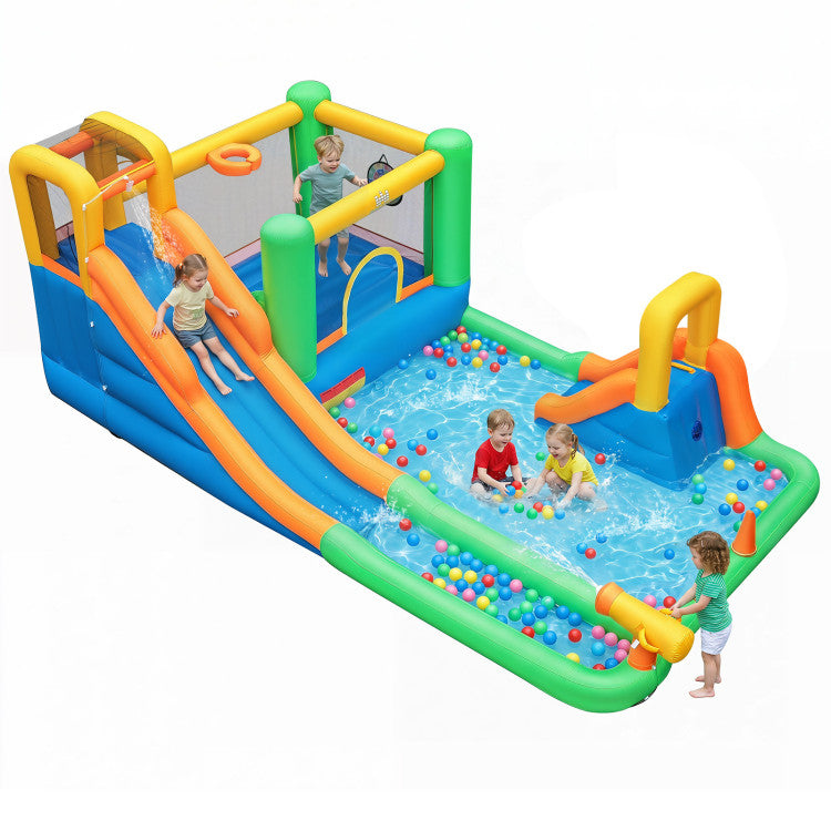 11-in-1 Inflatable Bounce House with Water Slides for Kids, without Blower