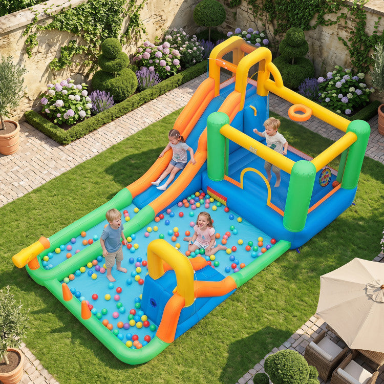 11-in-1 Inflatable Bounce House with Water Slides for Kids, without Blower