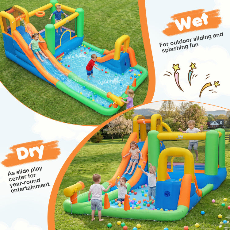 11-in-1 Inflatable Bounce House with Water Slides for Kids, without Blower