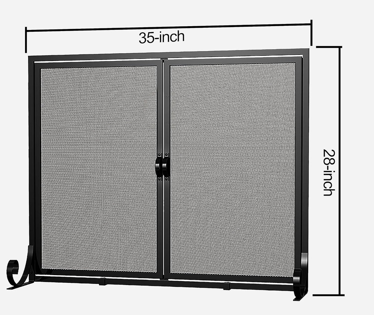 Fire Beauty Fireplace Screen with Hinged Doors, Powder Coated Steel Frame, Metal Mesh Fire Beauty