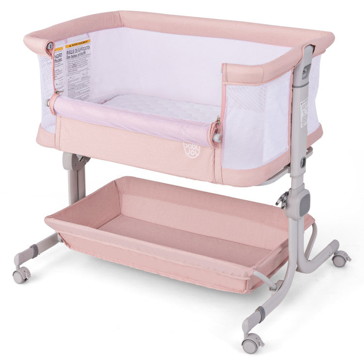 Baby Bassinet Bedside Sleeper with 6-Level Adjustable Height