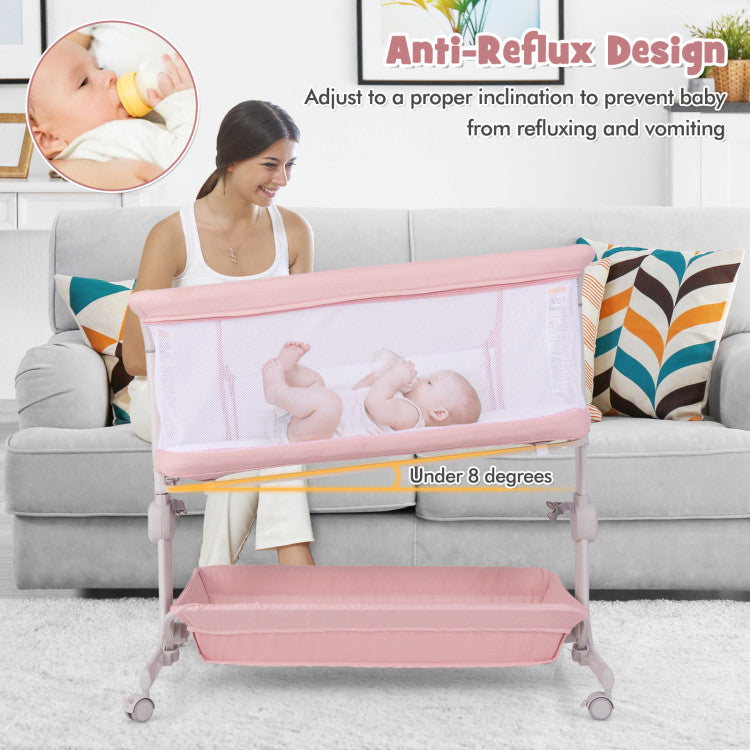 Baby Bassinet Bedside Sleeper with 6-Level Adjustable Height