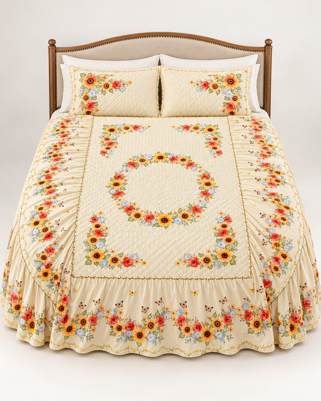 Harvest Floral Skirted Bedspread