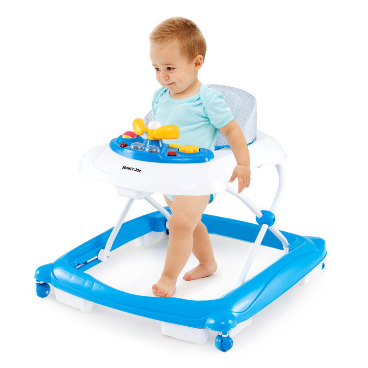 Foldable Baby Walker with 3 Adjustable Heights and Padded Seat