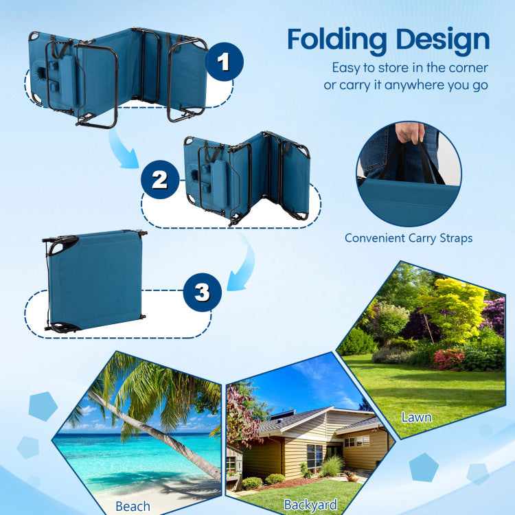 Folding Face Down Tanning Chair with Face Hole 3 Removable Pillows