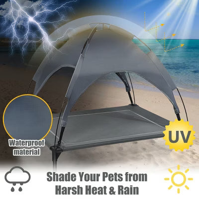36'' Portable Elevated Dog Cot Outdoor Cooling Pet Bed w/ Removable Canopy Shade