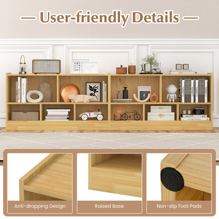 Kids 2-Shelf Bookcase 5-Cube Wood Toy Storage Cabinet Organizer