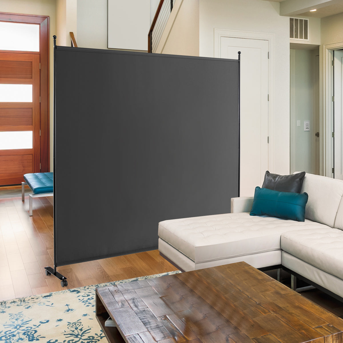 6 Feet Single Panel Rolling Room Divider with Wheels