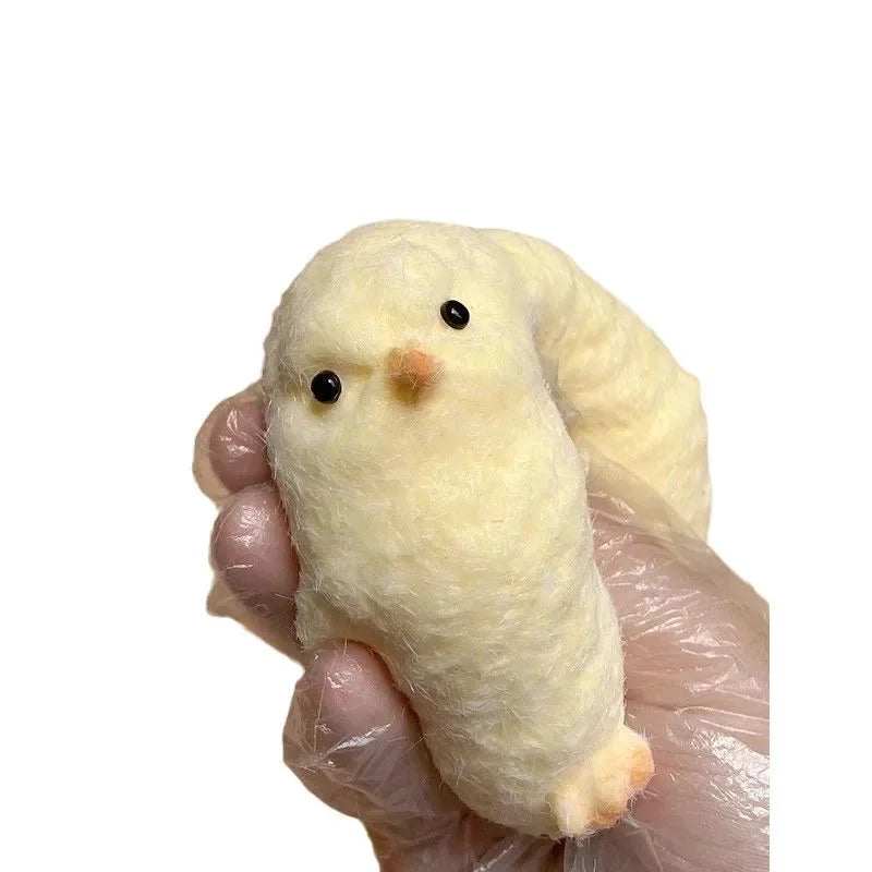 Hen Chicken Squeeze Prank Toy, Slow-Rise Soft-Plume Feel, Non-Slip Tear-Proof Lightweight Compact Odor-Free Quick-Clean Pliable Calming Tactile Fidget Play