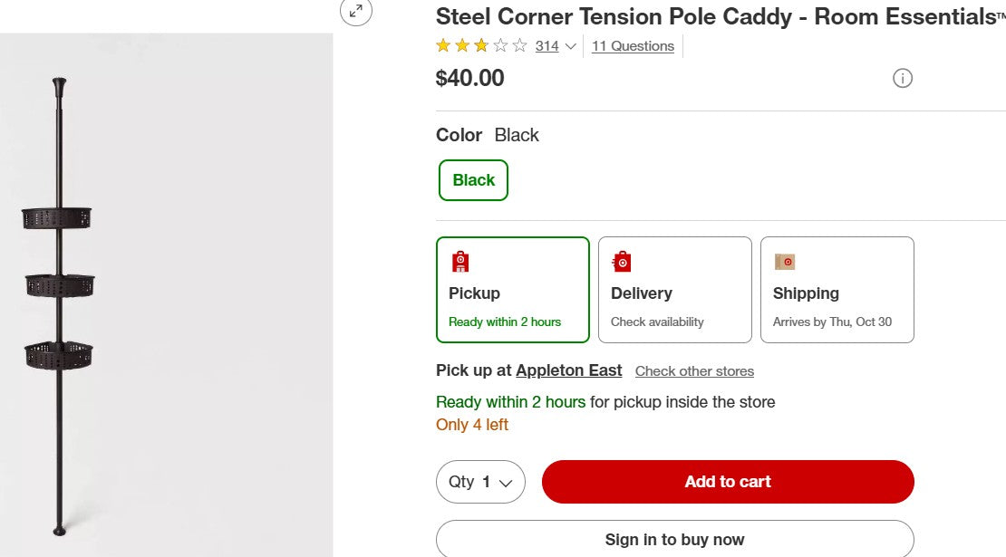 Steel Corner Tension Pole Caddy - Room Essentials Room Essentials