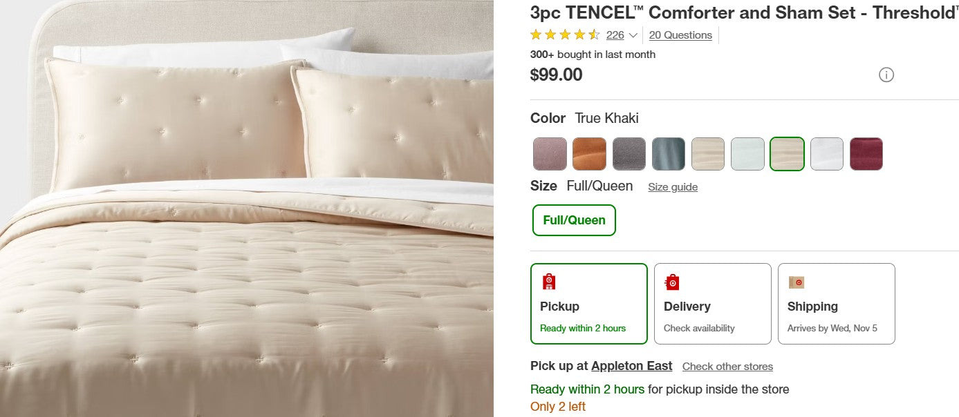 3pc TENCEL™ Comforter and Sham Set - Full/Queen Threshold