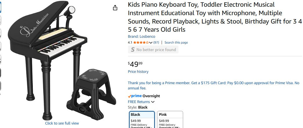 No Stool - Kids Piano Keyboard Toy, Toddler Electronic Musical Instrument Educational Toy with Microphone Costway