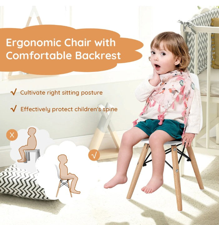 Costway Kids Chair Set - Mid-Century, Premium Wood Legs, 4 PCS