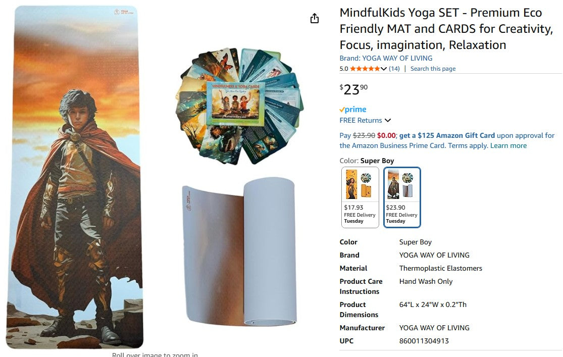 MindfulKids Yoga SET - Premium Eco Friendly MAT and CARDS for Creativity MindfullKids