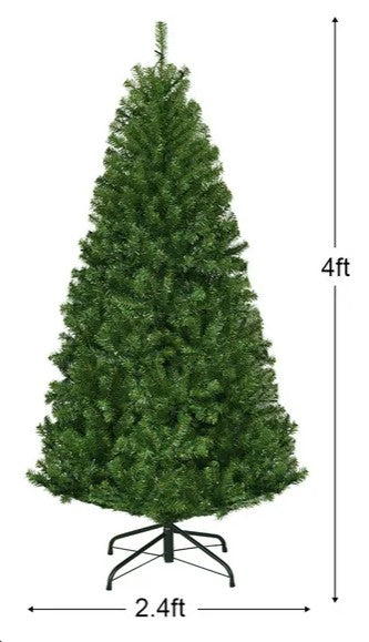 4Ft Pre-Lit Artificial Christmas Tree Hinged 100 LED Lights