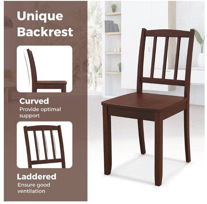 Wood Dining Chair Set of 4 w/ Rubber Wood Legs Curved Backrest