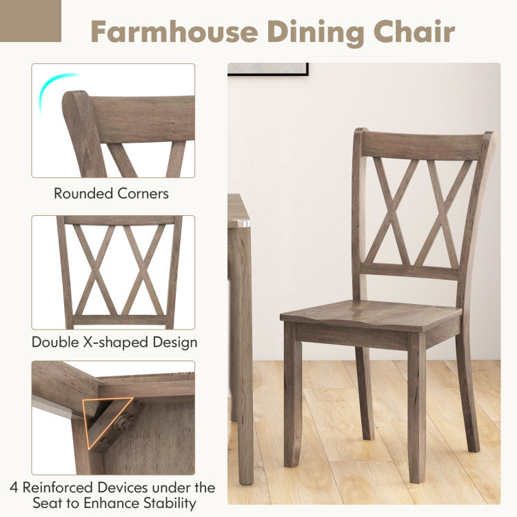 Set of 2 Wooden Dining Chairs Mid Century Farmhouse Retro Kitchen Chairs