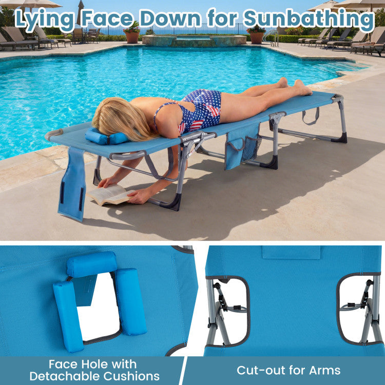 Portable Folding Chaise Lounge Chair with 4-Position Adjustable Backrest for Patio