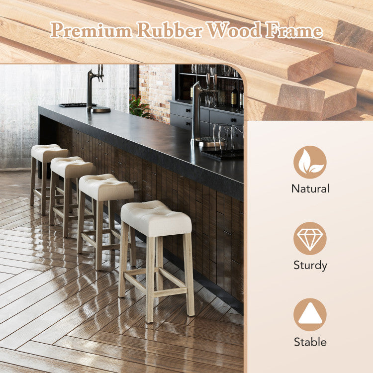 Set of 4 Upholstered Counter Height Bar Stool with Curved Saddle-Seat