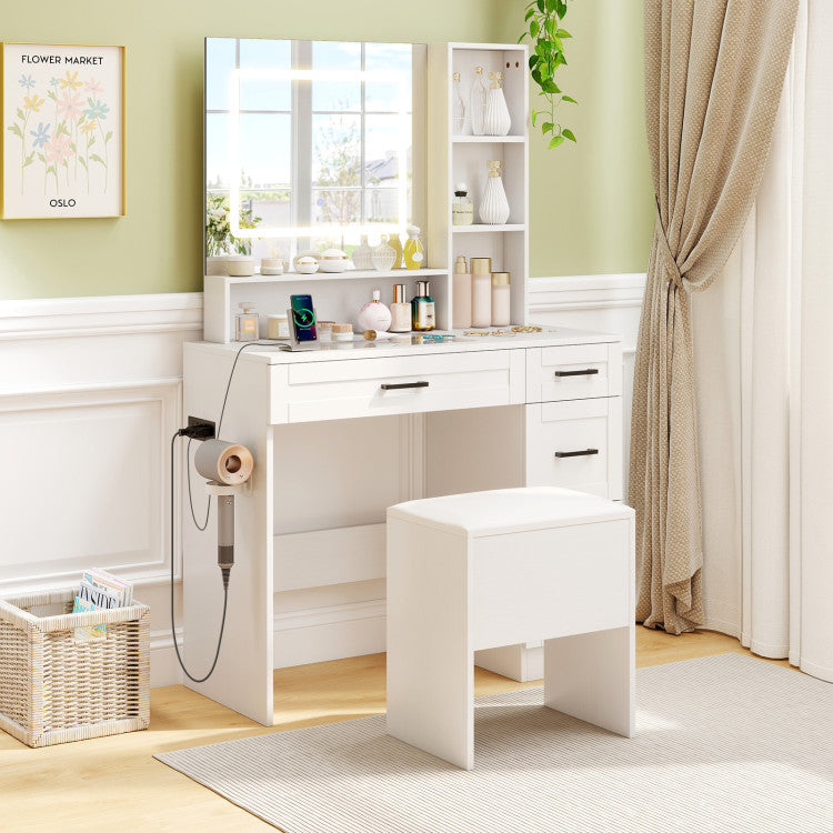 Costway Vanity Stool - Flip Top Storage & Padded Seat
