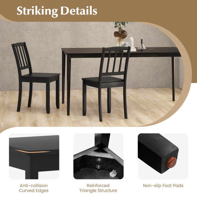 Wood Dining Chair Set of 2 with Rubber Wood Legs