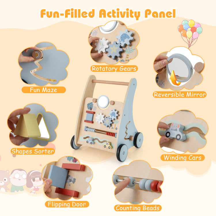 Wooden Baby Push and Pull with Multi-Activity Learning Center