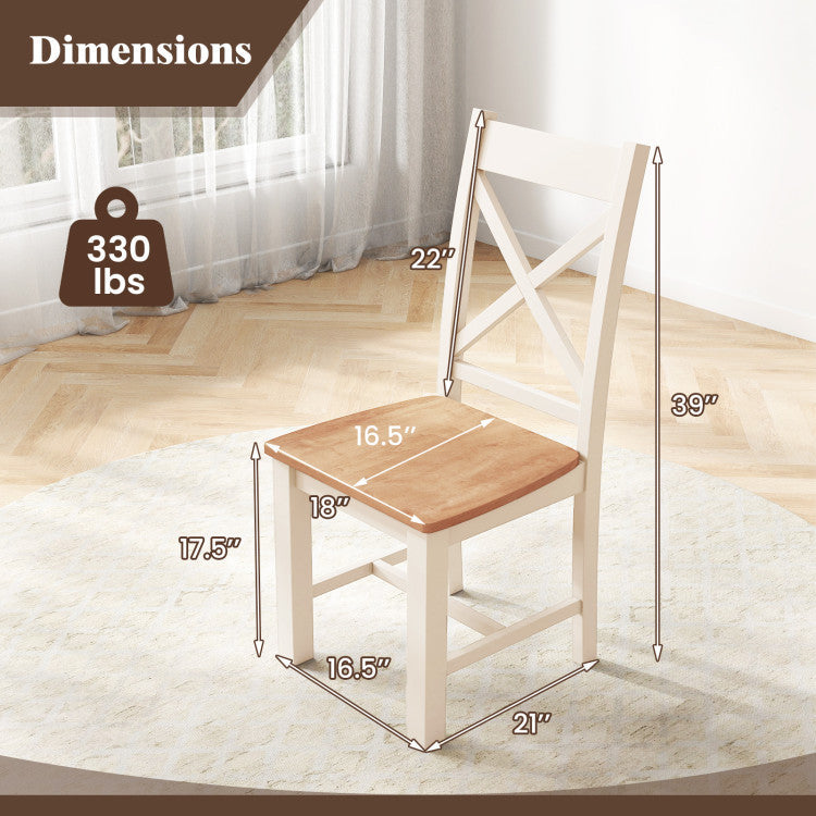 Wooden Dining Chairs Set of 2 with High Back and Rubber Wood Frame Costway
