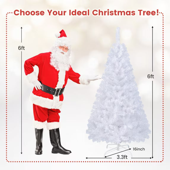 6Ft Artificial PVC Christmas Tree Stand Indoor Outdoor White