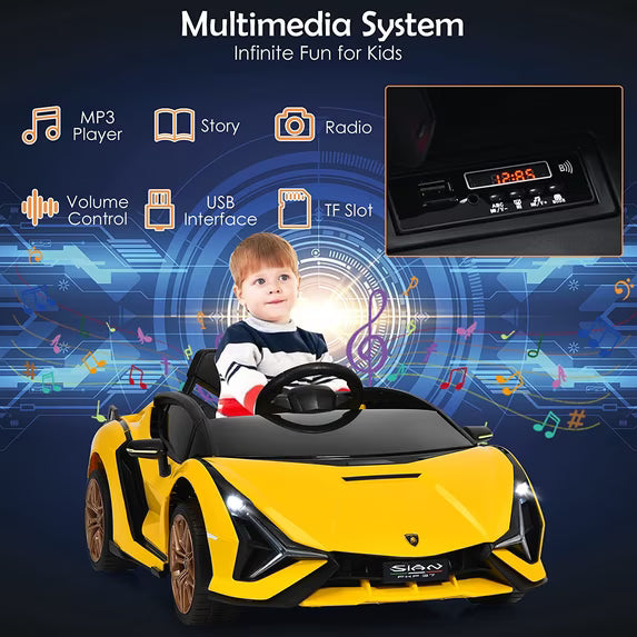 12V Licensed Lamborghini Sian Kids Ride On Car with Parent Remote Control