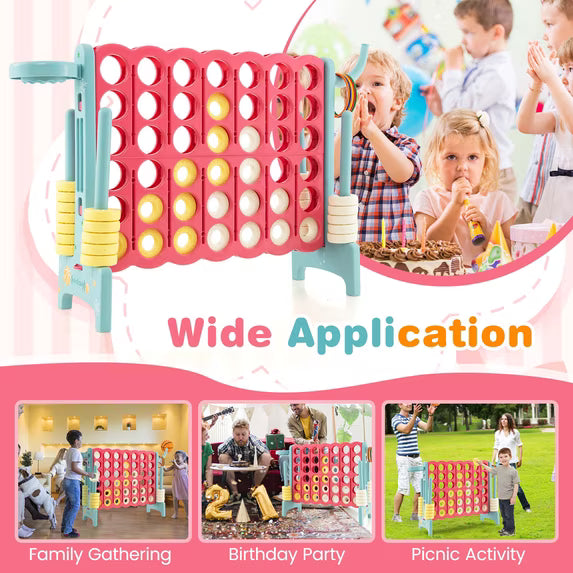 Jumbo 4-to-Score 4 in A Row Giant Game Set with Stickers for Kids Adults Family Fun Red & Blue