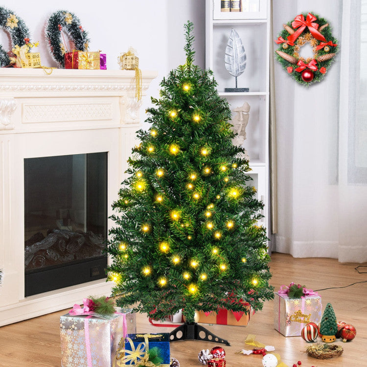 Costway 4ft Tabletop Christmas Tree - LED Lights, Premium PVC