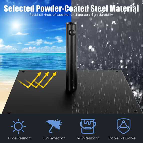 25'' Square Patio Umbrella Base Weighted 42 LBS Outdoor Market Stand Footpads