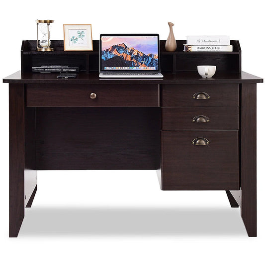 Costway Computer Desk PC Laptop Writing Table Workstation Student Study Furniture Brown Costway