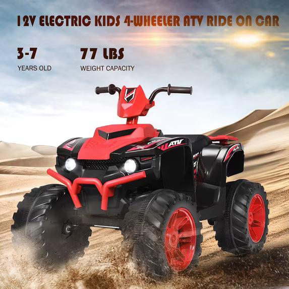 12V Kids 4-Wheeler ATV Quad Ride On Car w/ LED Lights Music USB Red