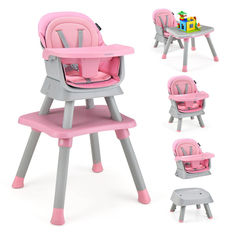 8-in-1 Convertible Baby High Chair with Adjustable Removable Tray
