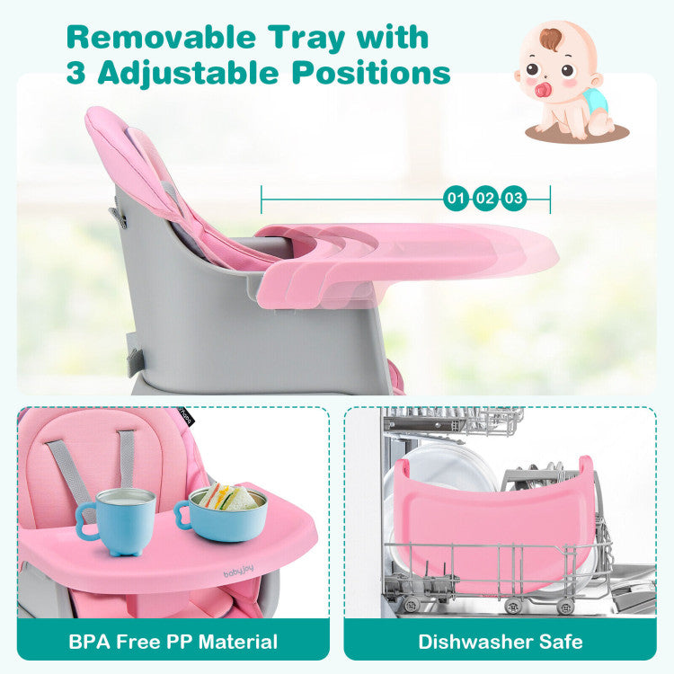 8-in-1 Convertible Baby High Chair with Adjustable Removable Tray