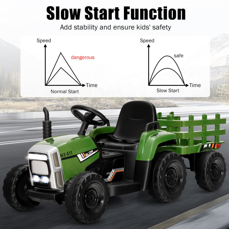 12V Ride on Tractor with 3-Gear-Shift Ground Loader for Kids 3+ Years Old