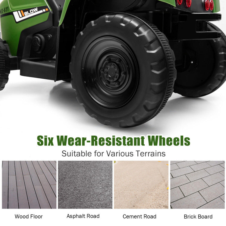 12V Ride on Tractor with 3-Gear-Shift Ground Loader for Kids 3+ Years Old